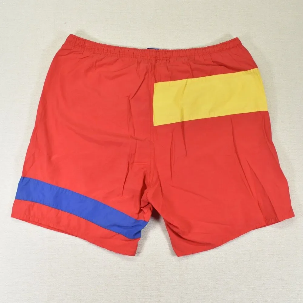 Vintage Ocean Pacific OP Board Shorts Mens XL Red Yellow Blue Swim Trunks Surf